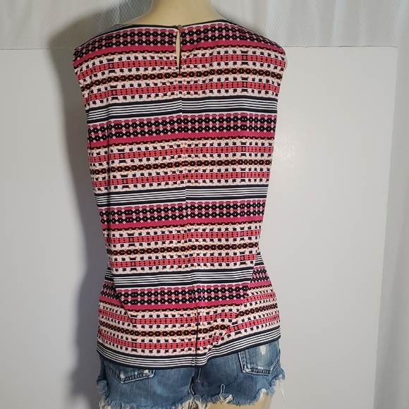 Calvin klein Sleeveless Pleated Blouse Striped Top XL Black White - Picture 5 of 9